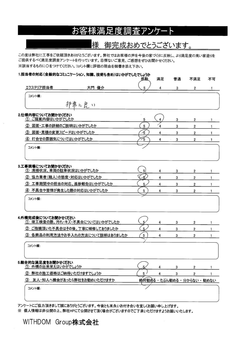 『非常に良い』