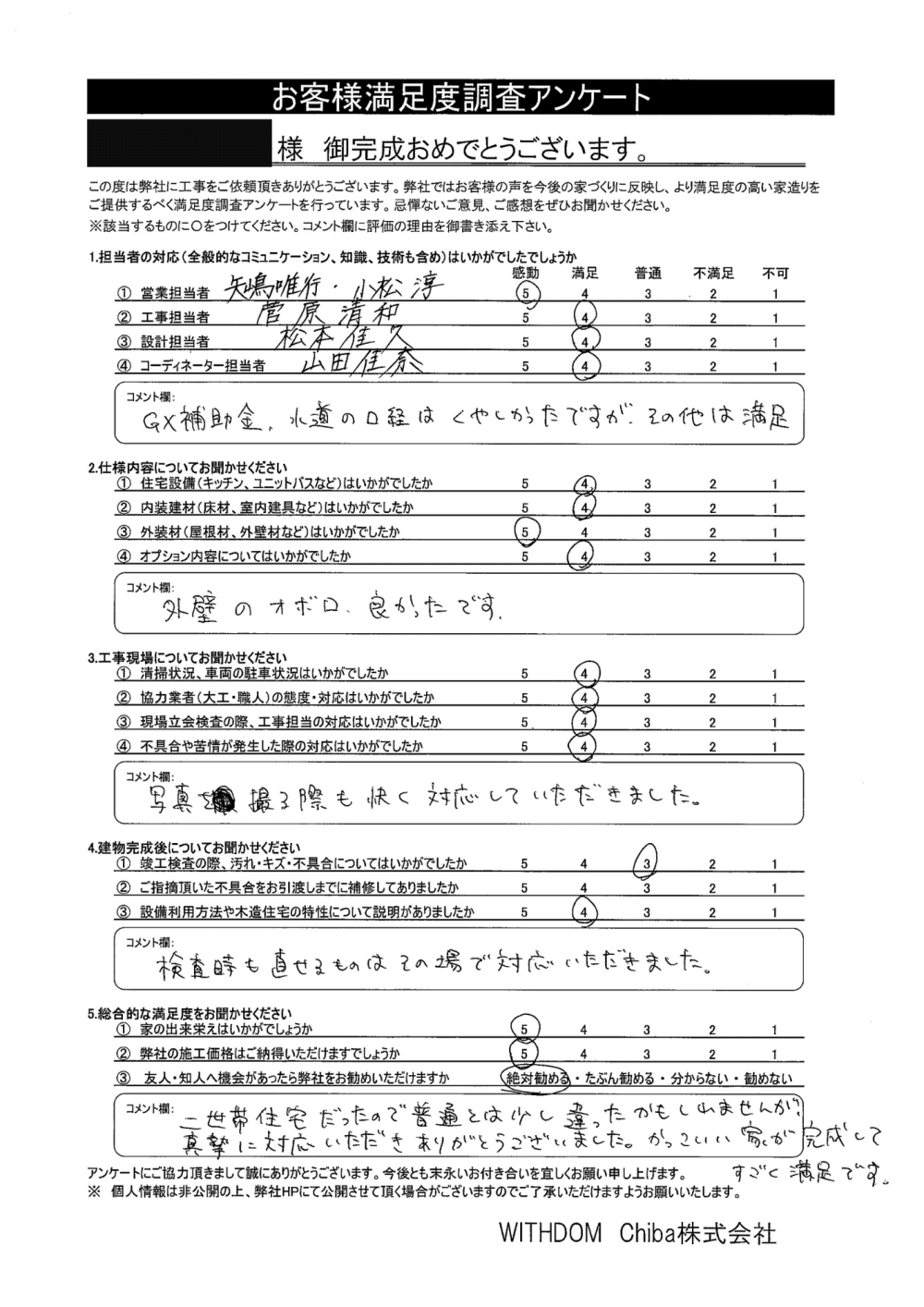 『かっこいい家が完成してすごく満足です。』